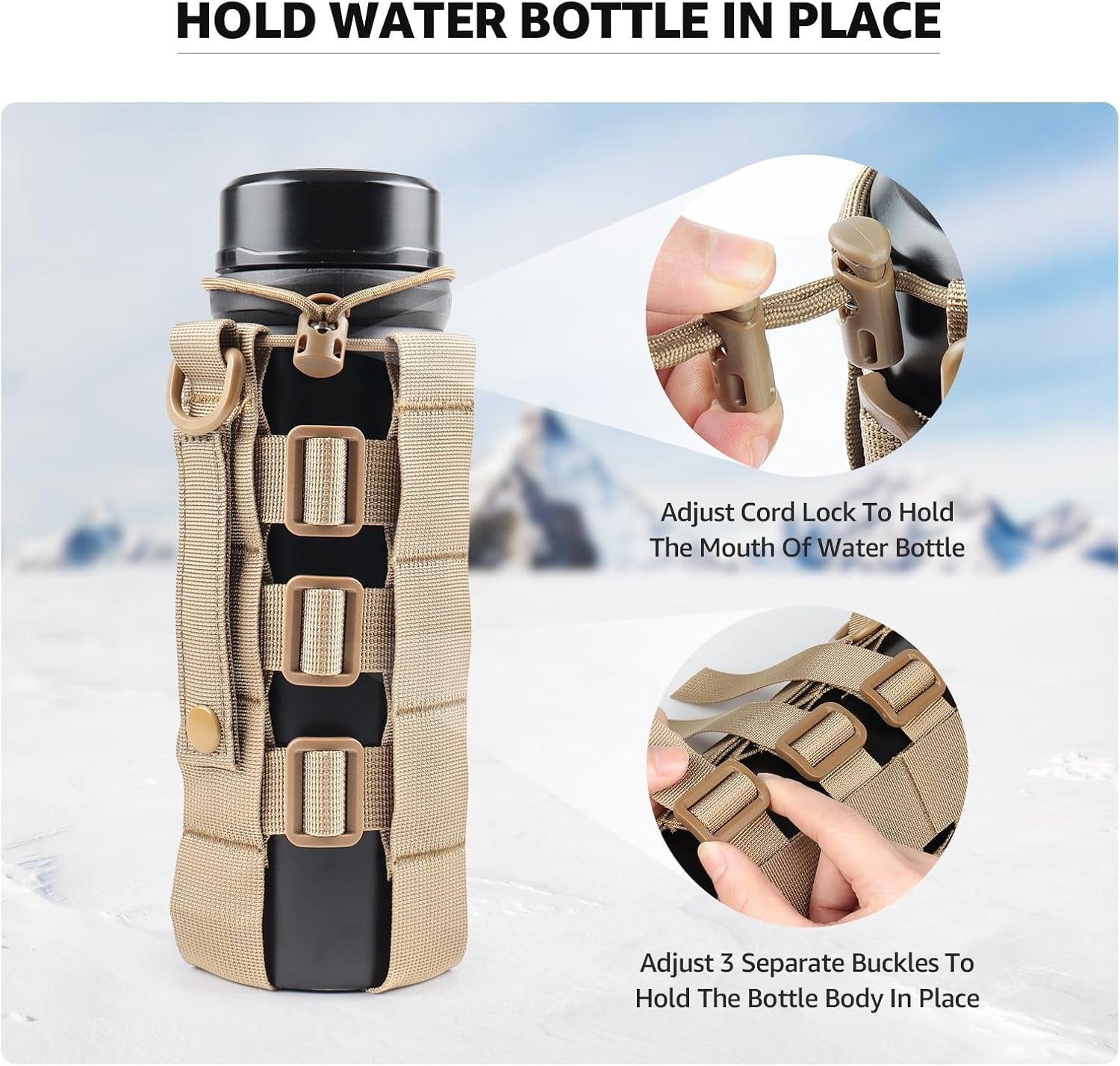 Molle Water Bottle Holder for 20 32 36 48 Oz Water Bottle